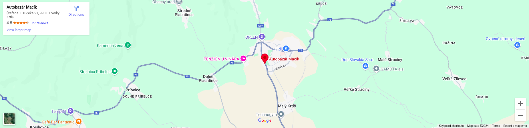 Google Mapa Autobazar Macik